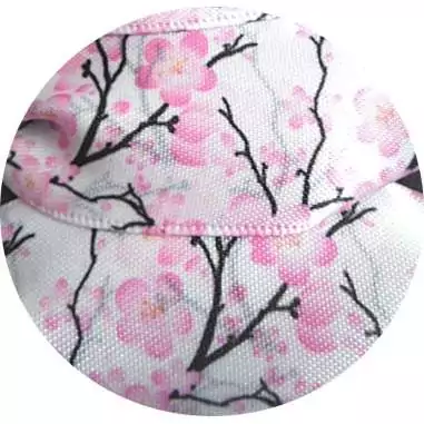 Lacets satin large&nbsp;blanc fleurs de cerisiers pour vos…