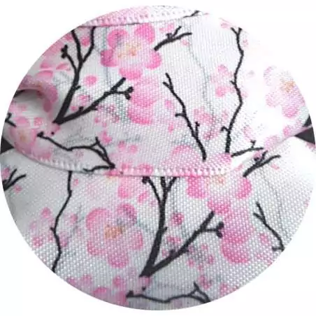 Lacets satin large&nbsp;blanc fleurs de cerisiers pour vos…