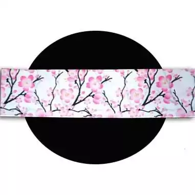 Lacets satin large&nbsp;blanc fleurs de cerisiers pour vos…