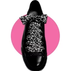 Lacets satin large gris panthère pour vos chaussures