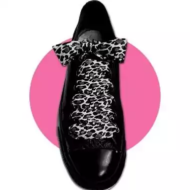 Lacets satin large gris panthère pour vos chaussures