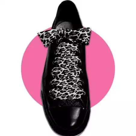 Lacets satin large gris panthère pour vos chaussures