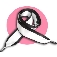 Lacets en satin large&nbsp;blanc gansé noir pour vos chaussures