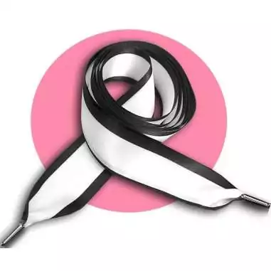 Lacets en satin large&nbsp;blanc gansé noir pour vos chaussures