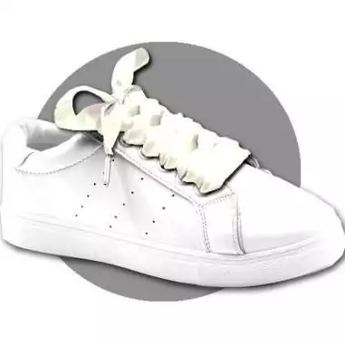 Lacets larges en satin blanc&nbsp;cassé pour vos chaussures