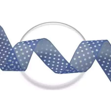 Lacets ruban bleu marine plumetis blanc pour vos chaussures