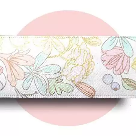 Lacets satin blanc fleurs poudrées&nbsp; pour vos chaussures