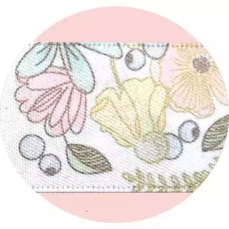 Lacets satin blanc fleurs poudrées&nbsp; pour vos chaussures