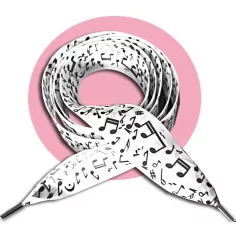 Lacets satin large&nbsp;blanc notes de musique pour vos chaussures