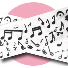 Lacets satin large&nbsp;blanc notes de musique pour vos chaussures 2