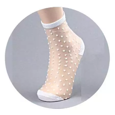 Chaussettes&nbsp;transparentes pois blancs pour vos jolis pieds