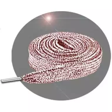 Lacets pailletés rose doux cuivré pour vos chaussures