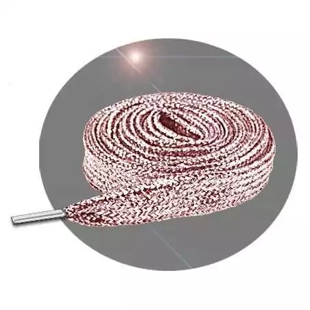 Lacets pailletés rose doux cuivré pour vos chaussures