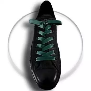 Lacets fins en satin vert&nbsp;anglais pour vos chaussures