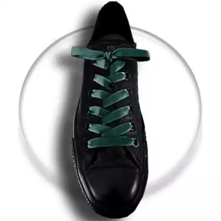 Lacets fins en satin vert&nbsp;anglais pour vos chaussures