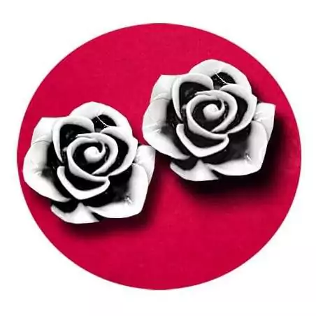 Décorations de lacets bijoux fleur rose noire en vente…