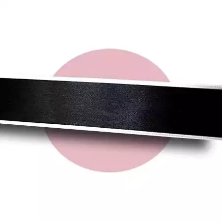 Lacets satin large noir&nbsp;gansé&nbsp;blanc pour vos chaussures