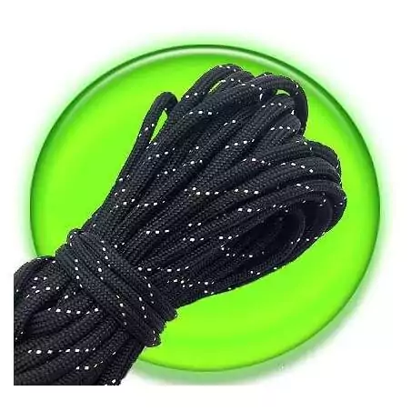 Lacets paracorde noire&nbsp;réflective pour vos chaussures