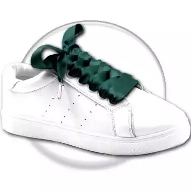 Lacets larges&nbsp;en satin vert&nbsp;anglais pour vos chaussures
