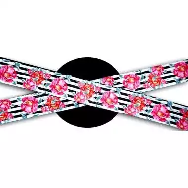 Lacets satin large rayés à fleurs pour vos chaussures