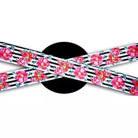 Lacets satin large rayés à fleurs pour vos chaussures