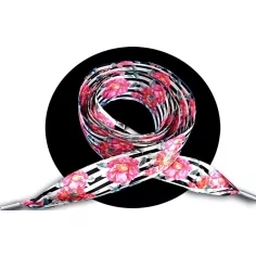 Lacets satin large rayés à fleurs pour vos chaussures