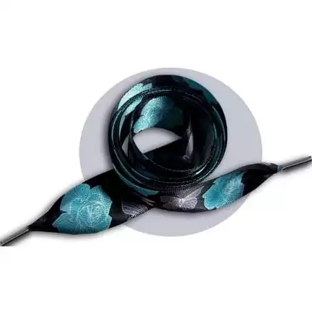 Lacets satin large&nbsp;noir fleuris gris &&nbsp;bleu pour vos…