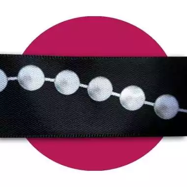 Lacets satin noir&nbsp;motifs&nbsp;perles : 2 largeurs pour vos…