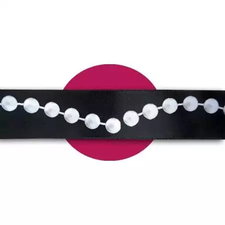 Lacets satin noir&nbsp;motifs&nbsp;perles : 2 largeurs pour vos…