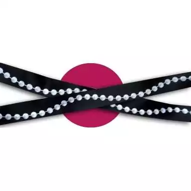 Lacets satin noir&nbsp;motifs&nbsp;perles : 2 largeurs pour vos…