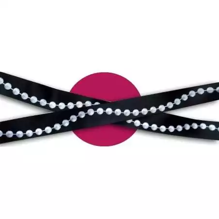 Lacets satin noir&nbsp;motifs&nbsp;perles : 2 largeurs pour vos…