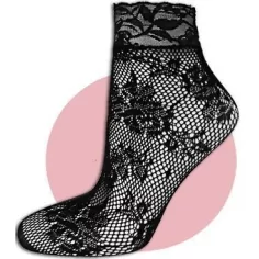 Chaussettes&nbsp;noires&nbsp;résille & dentelle pour vos jolis pieds
