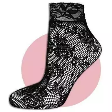 Chaussettes&nbsp;noires&nbsp;résille & dentelle pour vos jolis pieds