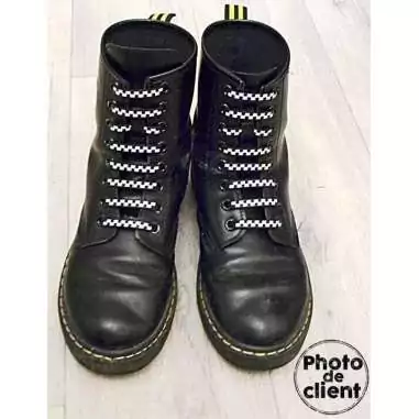 Lacet silicone damier noir & blanc &nbsp; pour vos chaussures