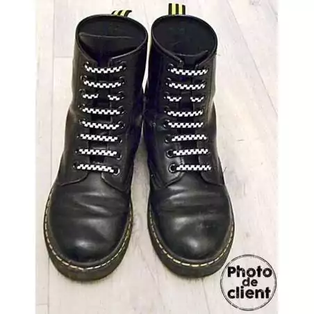 Lacet silicone damier noir & blanc &nbsp; pour vos chaussures