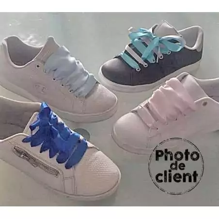 Lacets larges en satin rose poudré pour vos chaussures