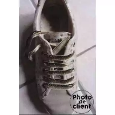 Lacets velours pailleté champagne pour vos chaussures