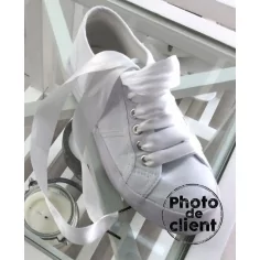 Lacets larges satin blanc&nbsp; pour vos chaussures 2