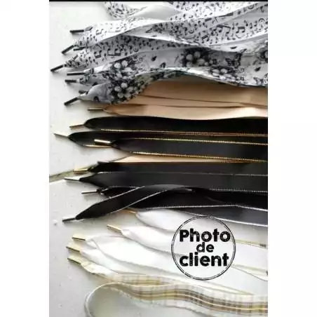 Lacets de chaussures larges satin blanc doré-Achat|Vente…