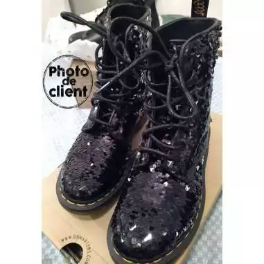 Lacets ronds noirs paillettes pour vos chaussures