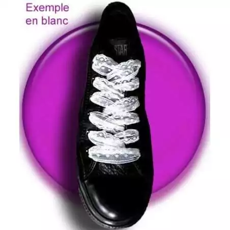 Lacets de chaussures en dentelle plumetis noir-Achat|Vente…