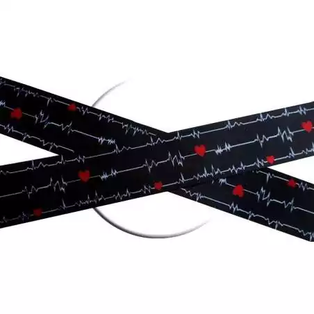 Lacets satin large noir diagramme coeurs pour vos chaussures