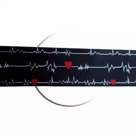 Lacets satin large noir diagramme coeurs pour vos chaussures