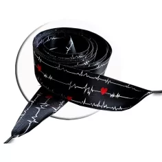 Lacets satin large noir diagramme coeurs pour vos chaussures 2