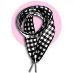 Lacets larges vichy noir & blanc pour vos chaussures 2