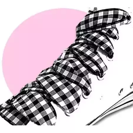 Lacets de chaussures larges en vichy à carreaux fantaisie…