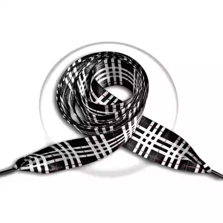 Lacets satin large noir carreaux écossais pour vos…