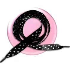 Lacets satin noir à pois blancs pour vos chaussures