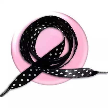 Lacets satin noir à pois blancs pour vos chaussures