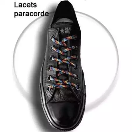 Lacets de chaussures noirs blancs bicolores ronds, en…